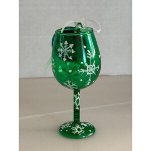 Lolita My Mini Wine Glass Ornament Emerald Snowflakes Christmas Decoration